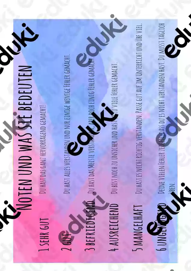 Bedeutung der Noten und Mitarbeit Unterrichtsmaterial im Fach Fachbergreifendes Bedeutung der Noten und Mitarbeit Unterrichtsmaterial im Fach Fachbergreifendes