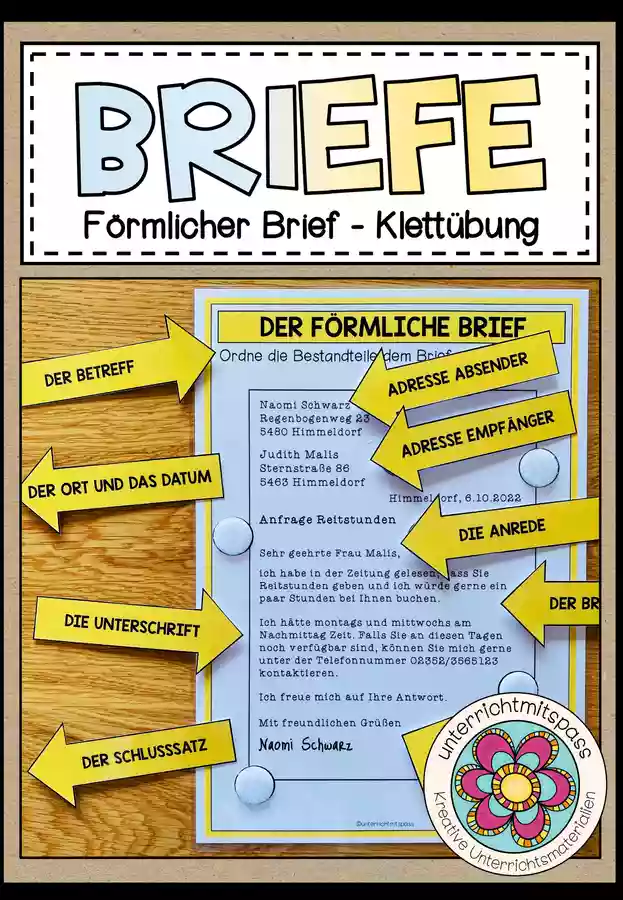 BRIEFE - Der förmliche Brief (Klettübung/Legeübung ...