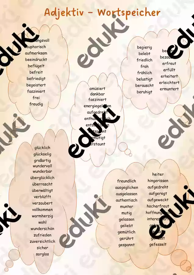 Adjektiv Wortspeicher (positiv und negativ) Emotionen ausdrcken Unterrichtsmaterial in den Fchern Deutsch & DaZ/DaF Adjektiv Wortspeicher (positiv und negativ) Emotionen ausdrcken Unterrichtsmaterial in den Fchern Deutsch & DaZ/DaF