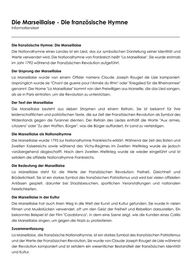 Die Marseillaise Die Franz sische Hymne Infotext Und bungen die-marseillaise-die-franz-sische-hymne-infotext-und-bungen