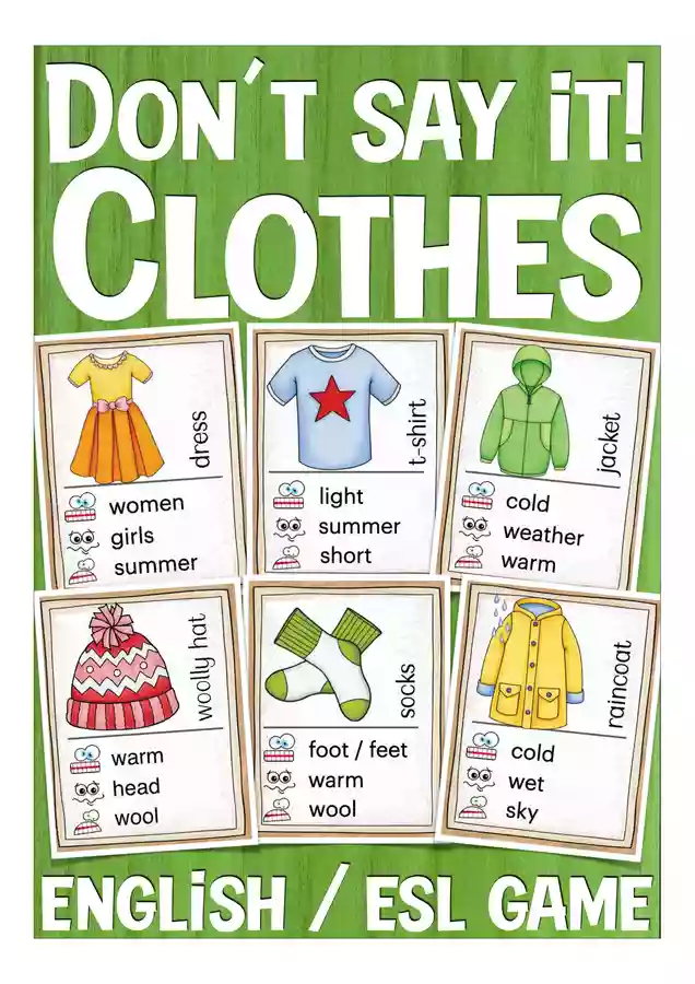 gioco inglese l'abbigliamento (clothes) English game Materiale