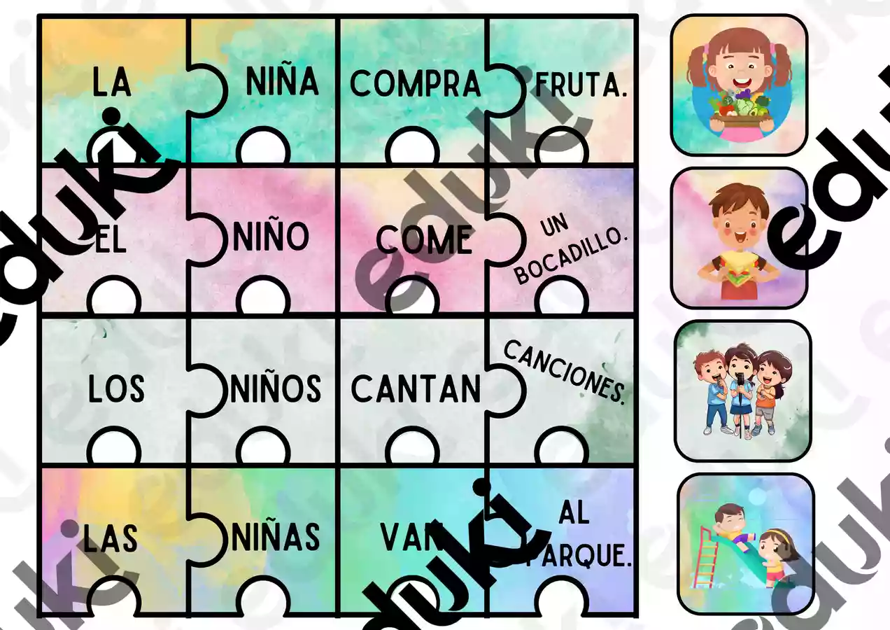 ROMPECABEZAS PARA FORMAR FRASES material didáctico de las