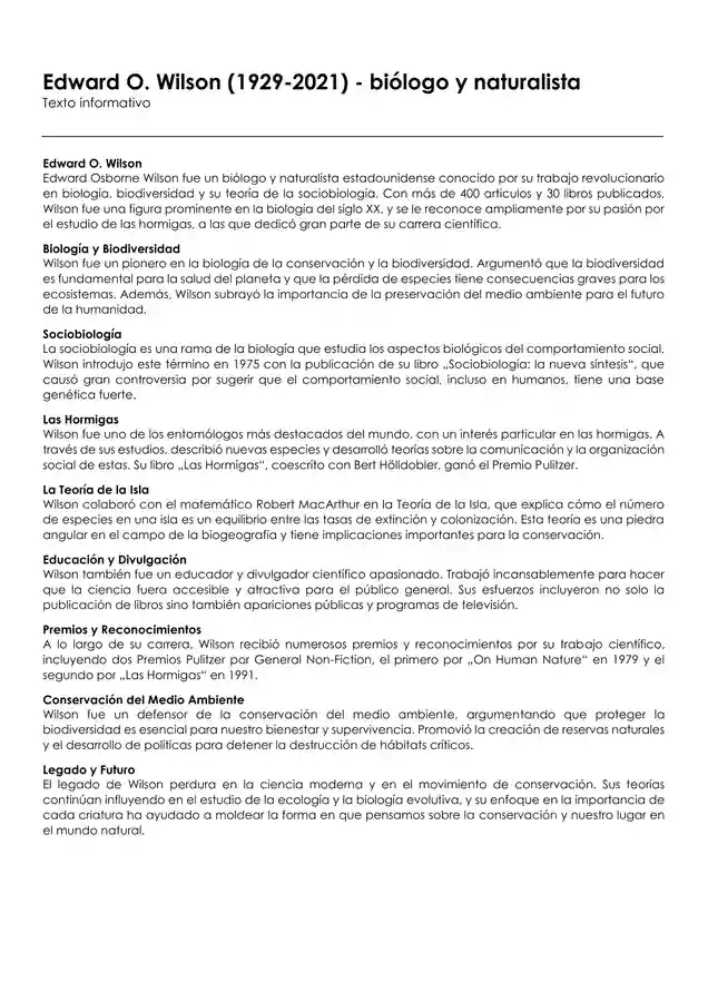 Edward O. Wilson (1929-2021) - biólogo y naturalista - material de la ...