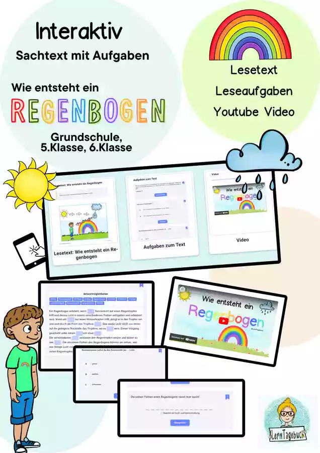 Interaktiv Lesetext Sachtext Wie entsteht ein Regenbogen, Wetter ...