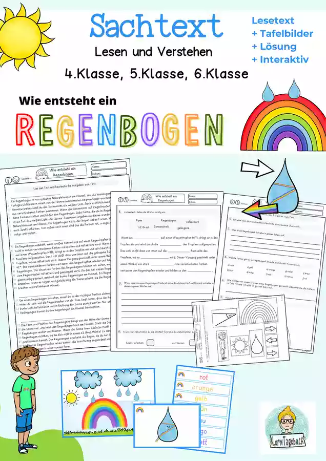 Sachtext Lesetext Wetter, Regenbogen 4.Klasse, 5.Klasse, 6.Klasse ...