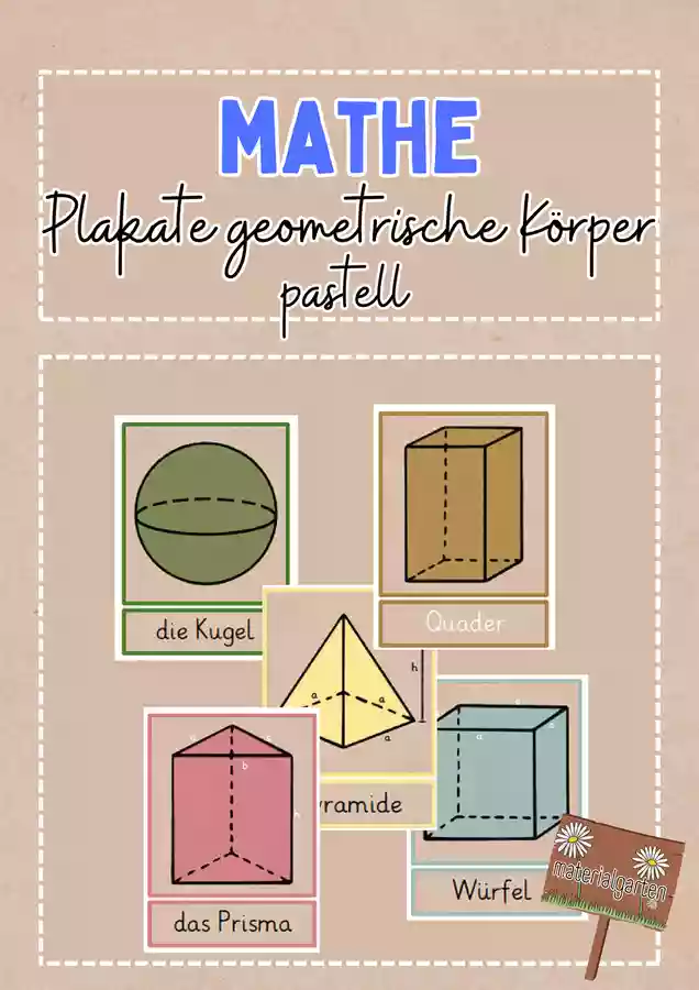 Aushänge geometrische Körper (Pastell) – Unterrichtsmaterial im Fach ...