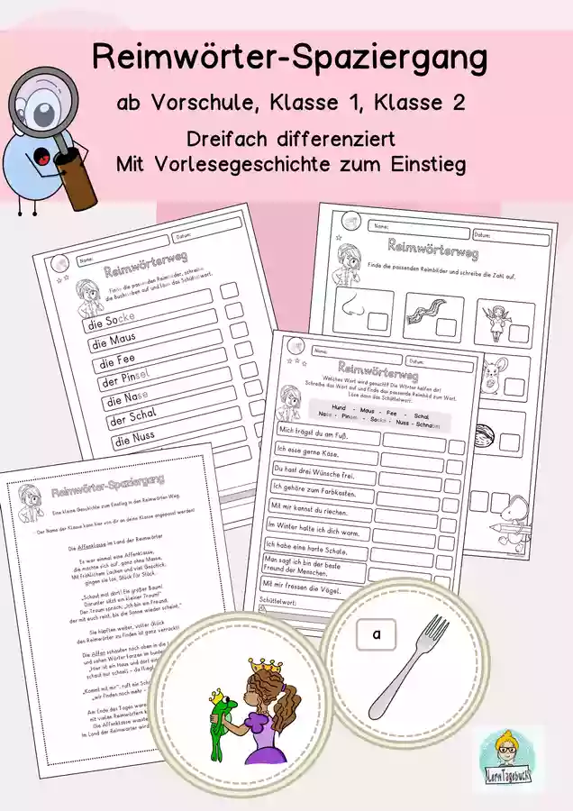 Reimwörter Lernweg, Lesespaziergang Klasse 1, Klasse 2, Klasse 3, DaZ ...