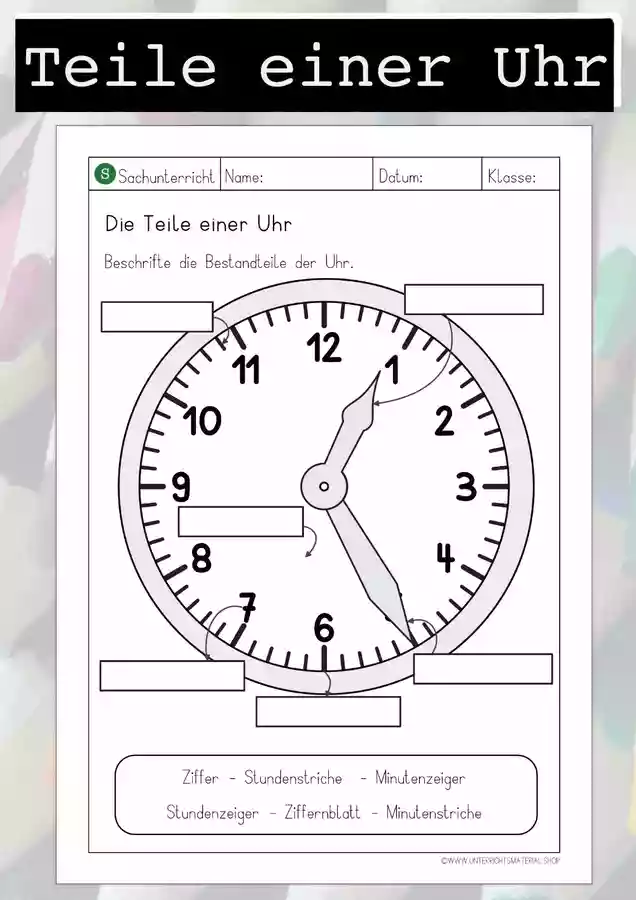 Uhr Lernen App Teile Einer Uhr Uhr Uhrzeit Lernen