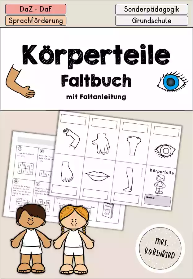 Körperteile Körper Faltbuch - DaZ DaF – Unterrichtsmaterial im Fach DaZ/DaF