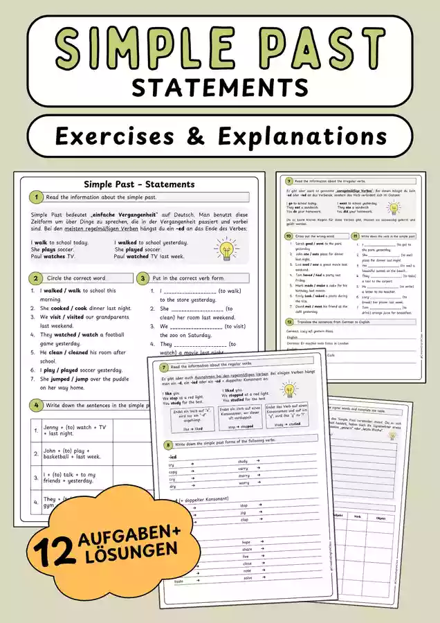 Simple Past Statements – Exercises and Explanations (regular ...