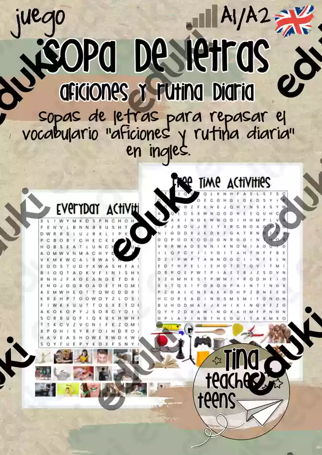 Sopa de letras inglés - rutina y aficiones, routine & hobbies | ESL ...