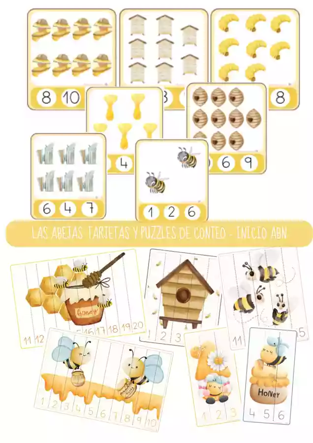LAS ABEJAS ABN: Puzzles numéricos y Tarjetas asociación número