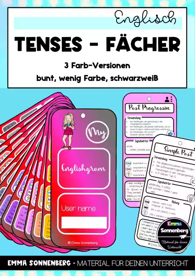 English Tenses - Zeitformen - Fächer / versch. Versionen ...