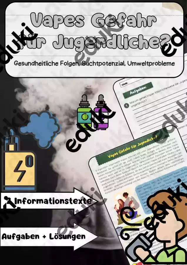 Vapes Gefahr fr Jugendliche: Gesundheit Umwelt & Nikotin Sucht Unterrichtsmaterial in den Fchern Biologie & Politik/Sozialkunde Vapes Gefahr fr Jugendliche: Gesundheit Umwelt & Nikotin Sucht Unterrichtsmaterial in den Fchern Biologie & Politik/Sozialkunde