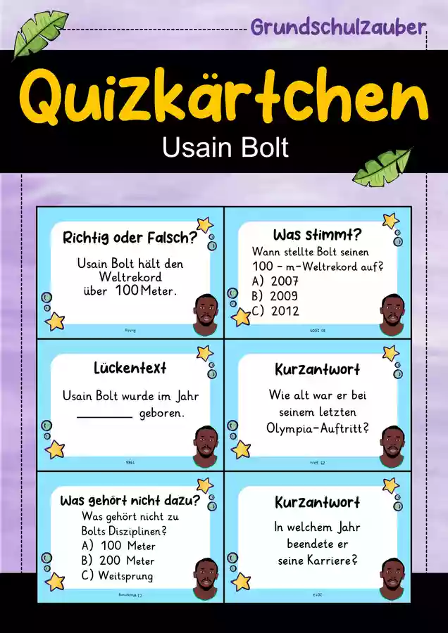 Usain Bolt Quizkarten 24 Quizk rtchen Quiz Ber hmte usain-bolt-quizkarten-24-quizk-rtchen-quiz-ber-hmte