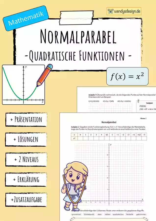 Die NORMALPARABEL - Quadratische Funktionen (Arbeitsblatt ...