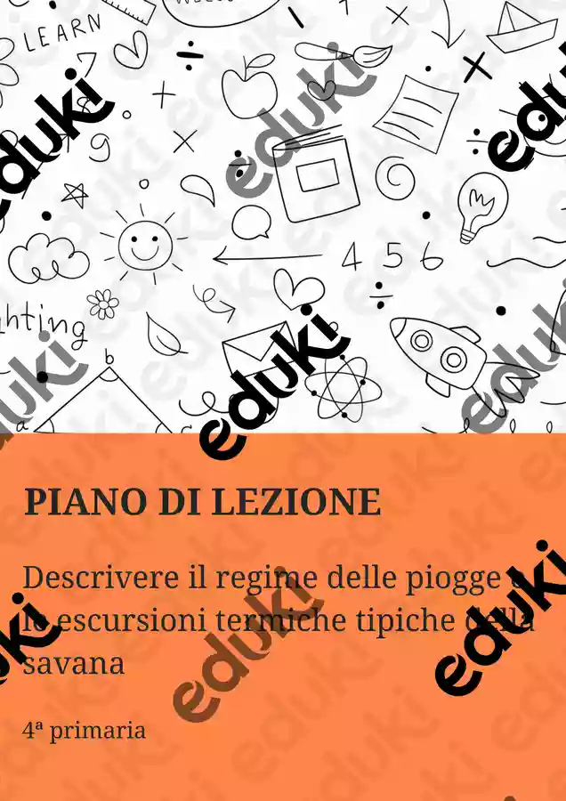 PL regime delle piogge ed escursioni termiche della savana Piani di lezione - PL regime delle piogge ed escursioni termiche della savana - Maestra Geo Giulia - Pagina di copertina