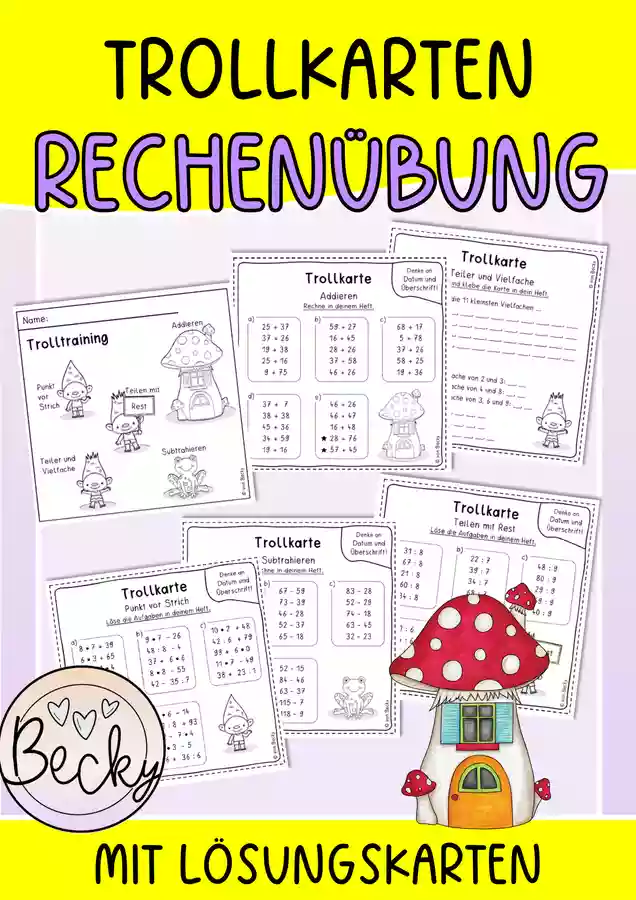 Übungskarten plus, minus, mal, geteilt (ZR 100) – Unterrichtsmaterial ...