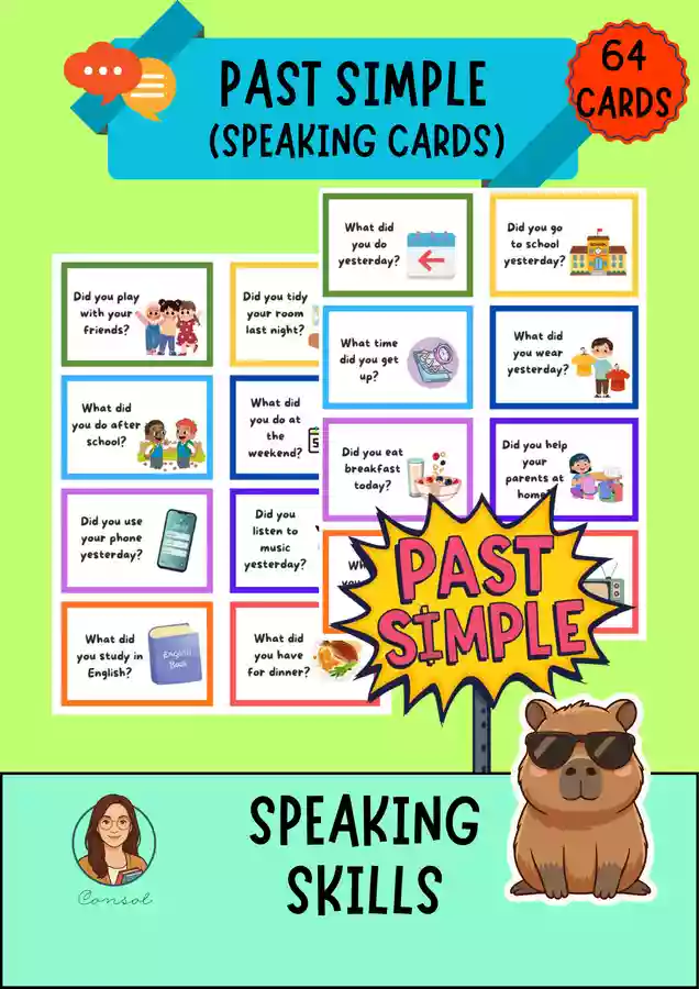 PAST SIMPLE Speaking cards - Tarjetas de conversación Inglés Primaria ...