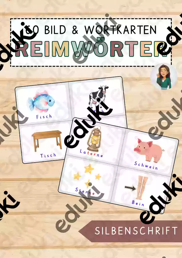 Reimwörter - 60 Bild- und Wortkarten - Silbenschrift - editierbar ...