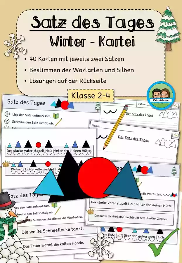 Satz Des Tages Winterkartei Klasse 2 4 Unterrichtsmaterial Im Satz Des Tages Winterkartei Klasse 2 4 Unterrichtsmaterial Im