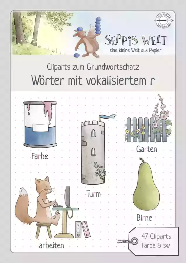 Clipart-Paket Rechtschreibung: Wörter mit vokalisiertem r ...