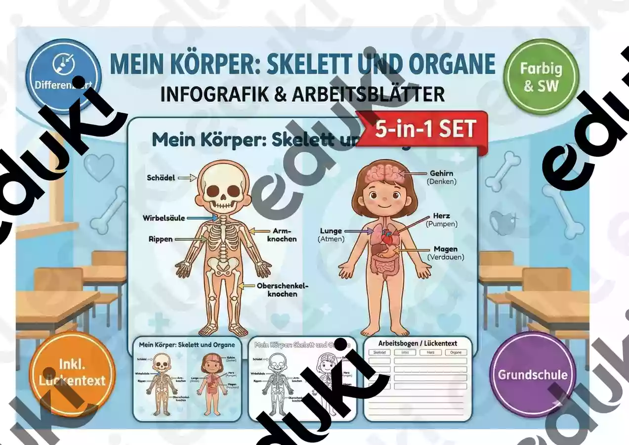 Mein Körper Skelett und Organe - XXL Materialpaket | Infografik ...