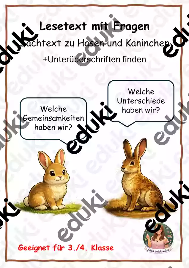 Lesetext Kaninchen Und Hase Mit Fragen Unterrichtsmaterial In Den lesetext-kaninchen-und-hase-mit-fragen-unterrichtsmaterial-in-den