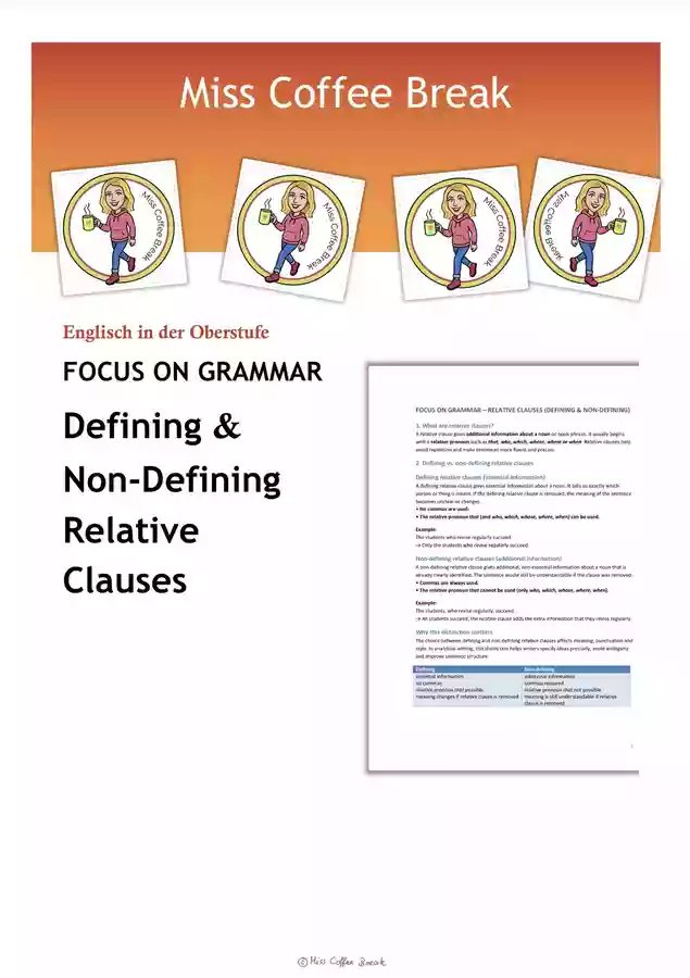 Focus on Grammar - Relative Clauses (Defining & Non-defining ...