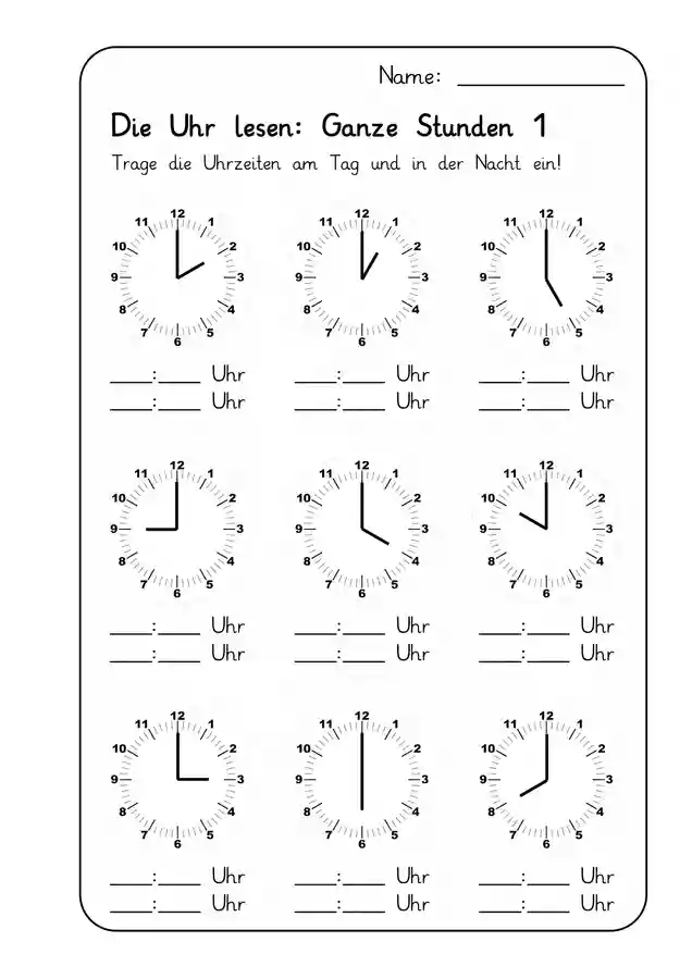Uhrzeit Uhr Mit Ausgeschriebenen Zahlen Kinderrätsel Logikrätsel