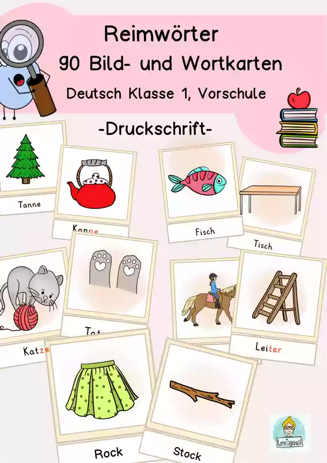 Reimwörter Bildkarten Wortkarten Druckschrift Deutsch Klasse 1, DaZ ...