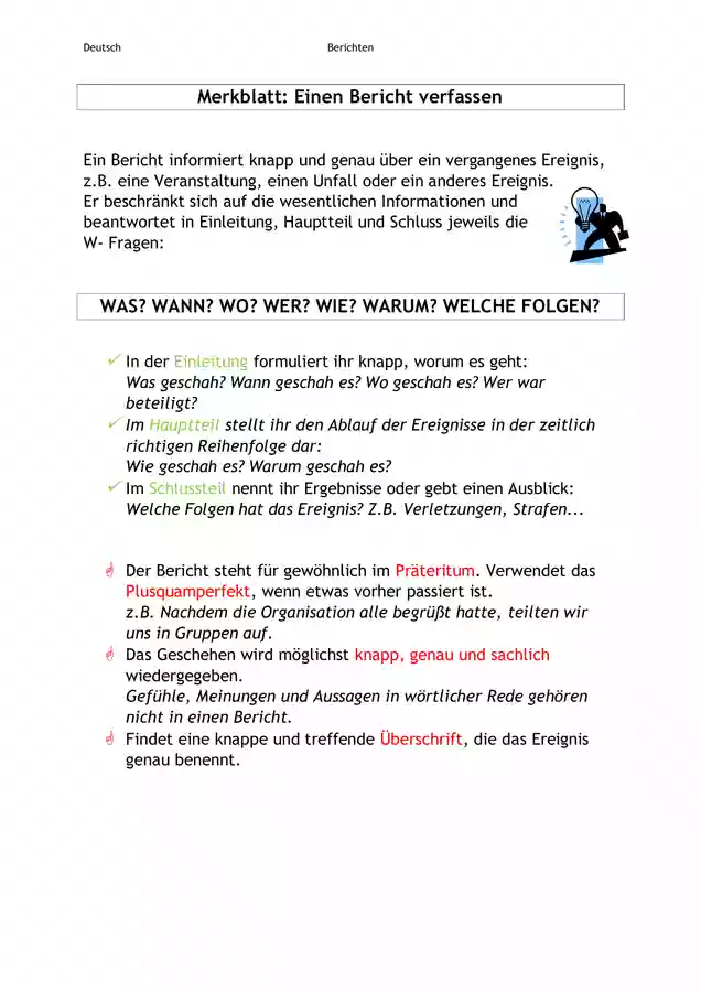 Merkblatt Bericht Schreiben Unterrichtsmaterial Im Fach Deutsch merkblatt-bericht-schreiben-unterrichtsmaterial-im-fach-deutsch