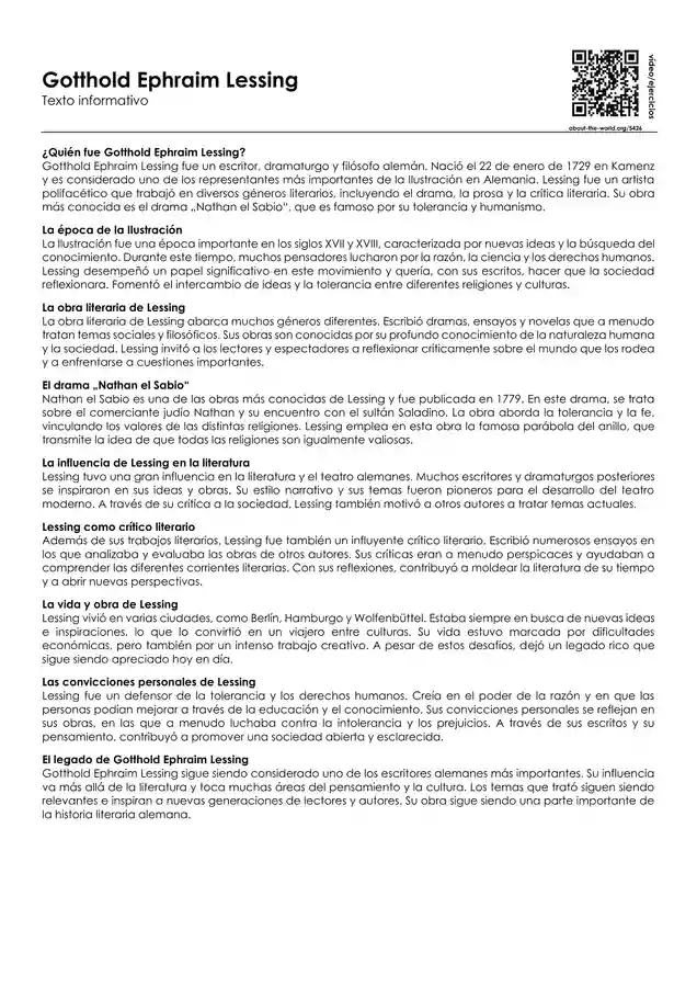 Gotthold Ephraim Lessing - material de la siguiente asignatura Historia