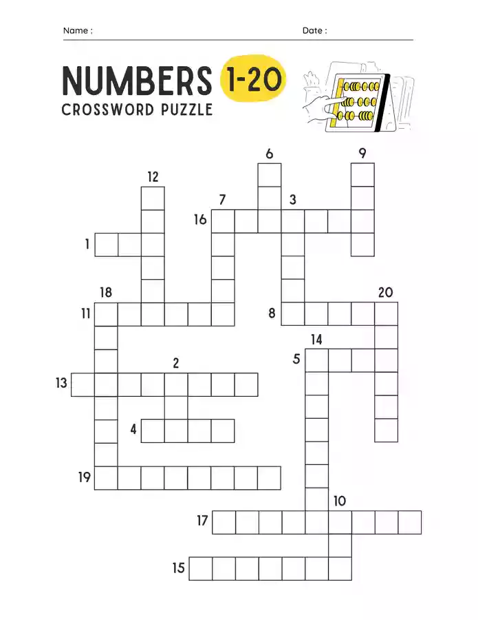 English Numbers 1 20 Crossword Puzzle Worksheet  2 fiches d #39 activités English Numbers 1 20 Crossword Puzzle Worksheet  2 fiches d #39 activités