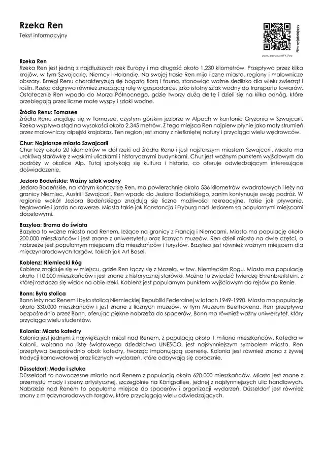 Rzeka Ren – materiały dydaktyczne z przedmiotu Geografia