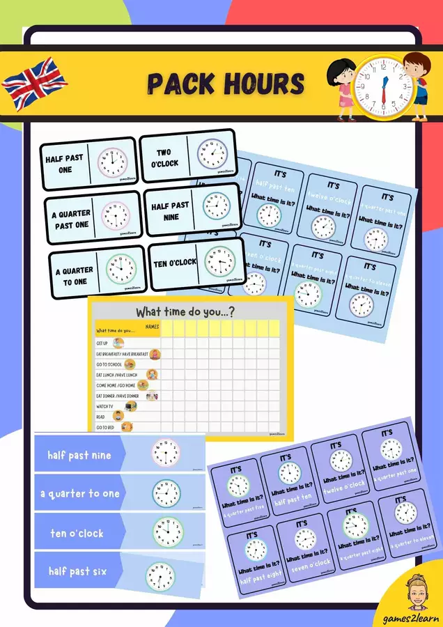 Raccolta di materiali: Pack hours Esercizi - Raccolta di materiali: Pack hours - games2learn - Pagina di copertina