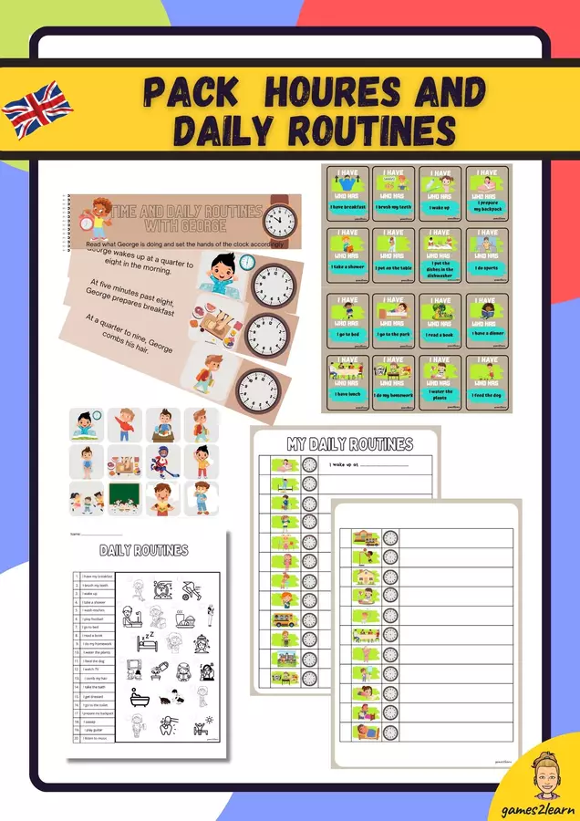 Raccolta di materiali: Daily Routines Esercizi - Raccolta di materiali: Daily Routines - games2learn - Pagina di copertina
