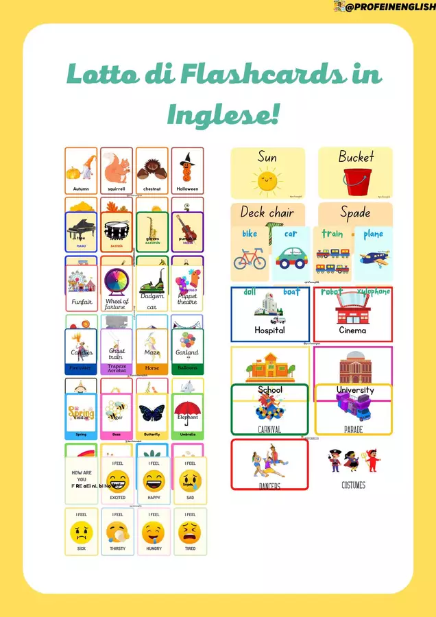 Lotto di Flashcards in Inglese! Flashcard - Lotto di Flashcards in Inglese! - Profe in English - Pagina di copertina