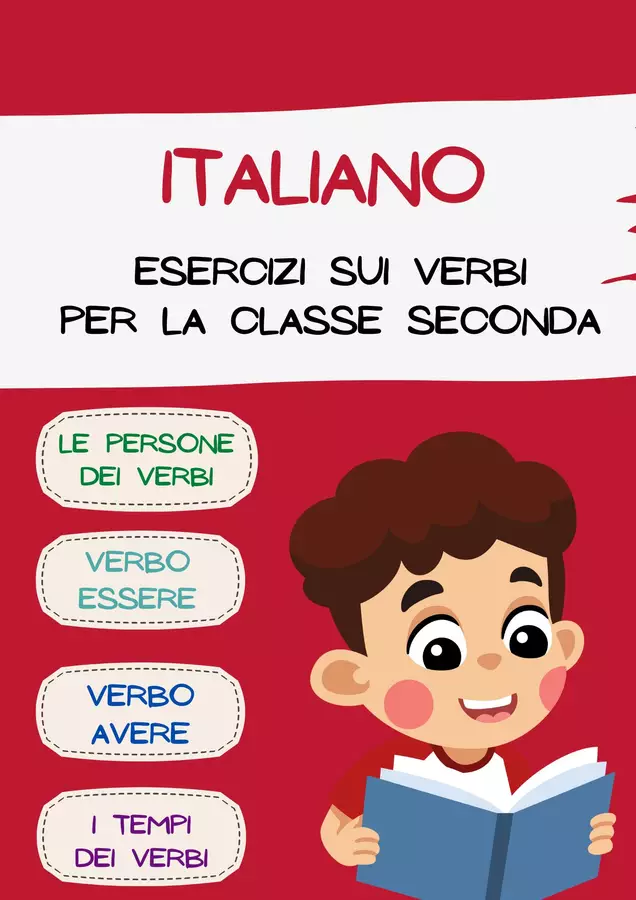 Italiano: 4 Materiali sui VERBI! Esercizi - Italiano: 4 Materiali sui VERBI! - SostegnO 2.0 - Pagina di copertina