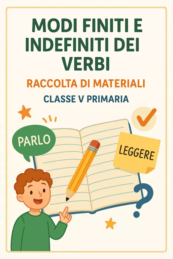 Raccolta di materiali: modi finiti e indefiniti dei verbi Esercizi - Raccolta di materiali: modi finiti e indefiniti dei verbi - Maestra di Italiano - Pagina di copertina