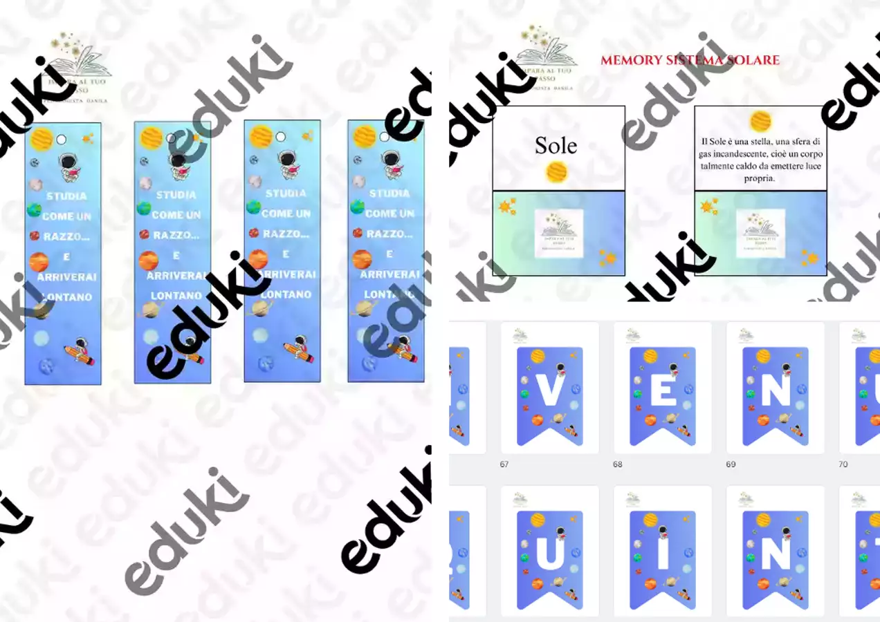 Materiale a tema Sistema Solare Flashcard - Materiale a tema Sistema Solare - Impara al tuo passo - Pagina di copertina