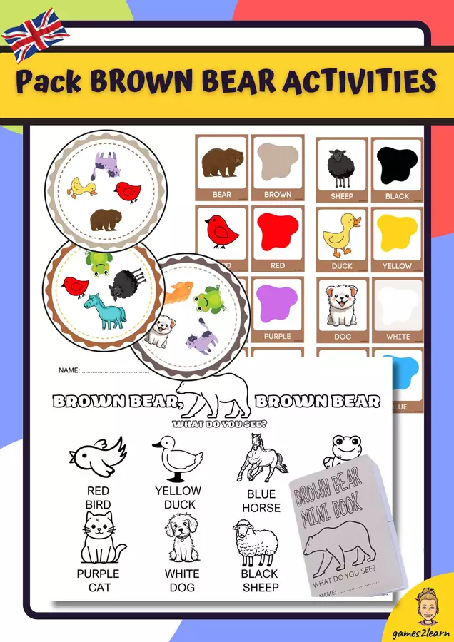 Pack: Brown bear, brown bear activities in English Storytime Esercizi - Pack: Brown bear, brown bear activities in English Storytime - games2learn - Pagina di copertina