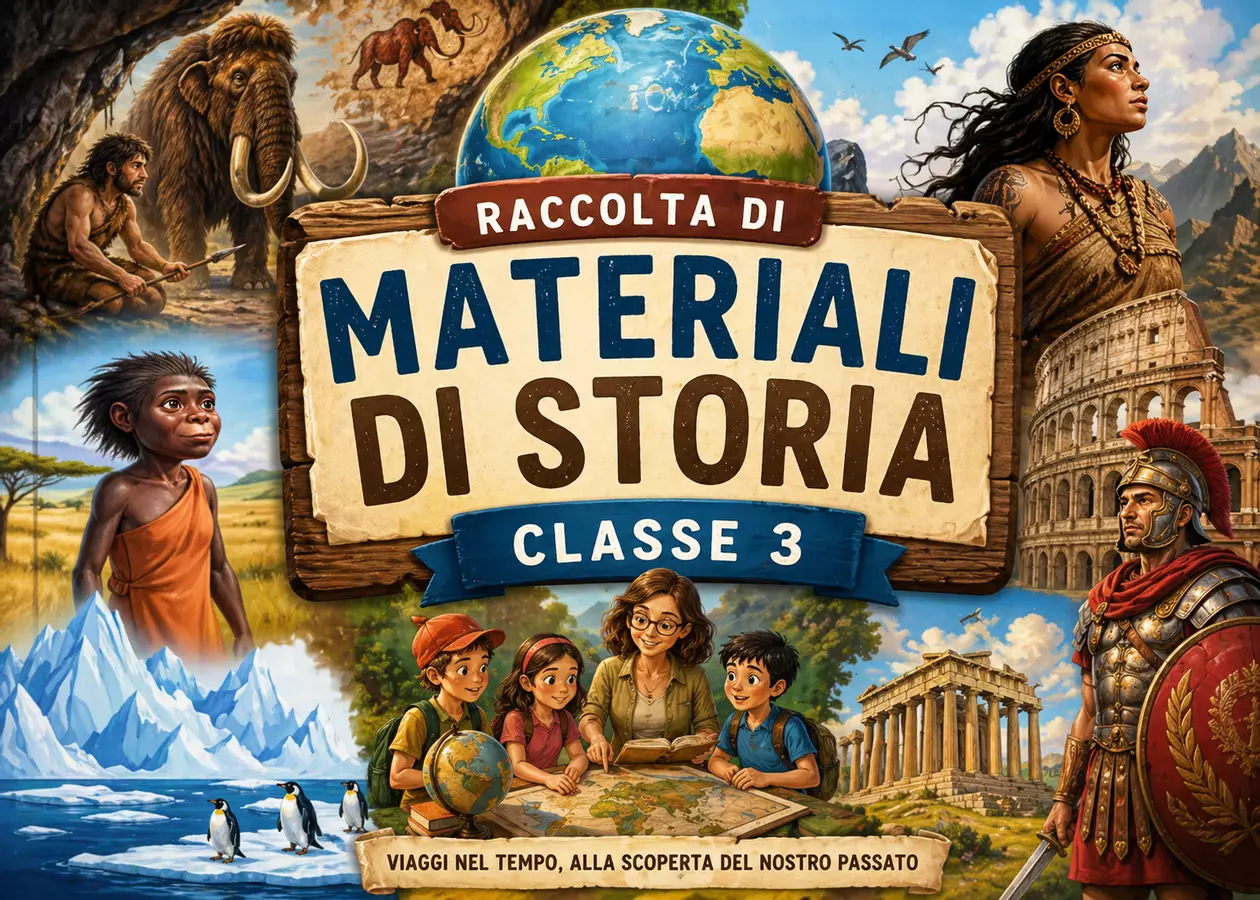 Raccolta di materiali di storia classe 3 Materiale di supporto/inclusione - Raccolta di materiali di storia classe 3 - Teacher Fra Bonny - Pagina di copertina