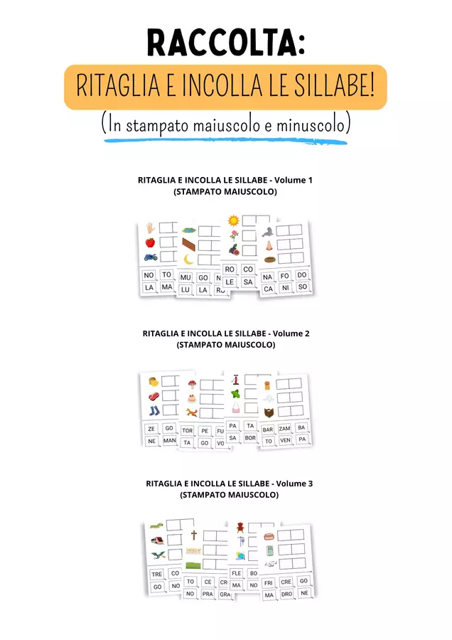 RACCOLTA: Ritaglia e incolla le sillabe Esercizi - RACCOLTA: Ritaglia e incolla le sillabe - Idee Didattiche - Pagina di copertina