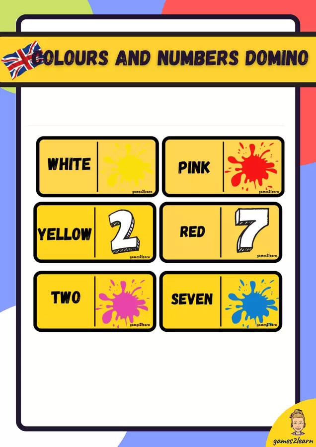 domino numbers and colours in english Materiale di supporto/inclusione - domino numbers and colours in english - games2learn - Pagina di copertina