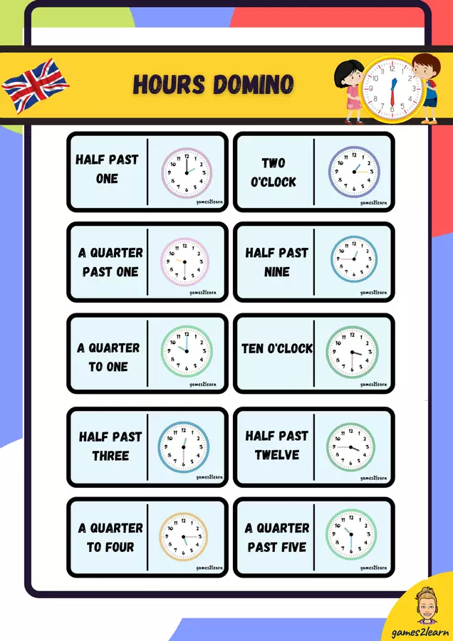 domino english hours Giochi - domino english hours - games2learn - Pagina di copertina