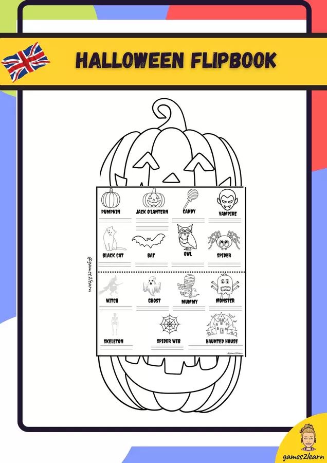 Halloween flipbook Materiale di supporto/inclusione - Halloween flipbook - games2learn - Pagina di copertina