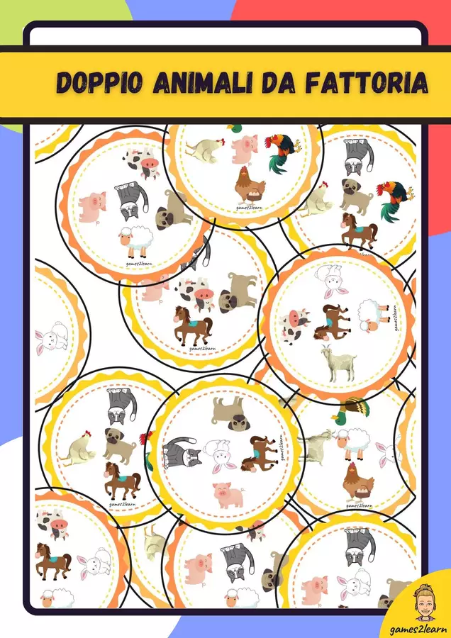 Doppio animali da fattoria Giochi - Doppio animali da fattoria - games2learn - Pagina di copertina