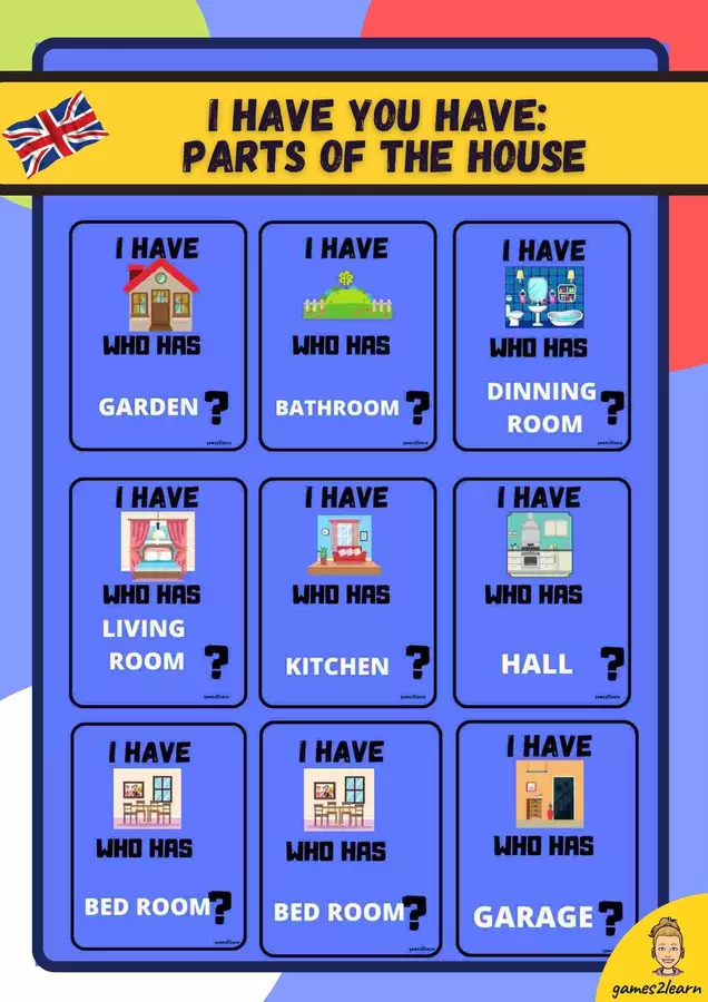 I have who has parts of the house vocabulary Giochi - I have who has parts of the house vocabulary - games2learn - Pagina di copertina