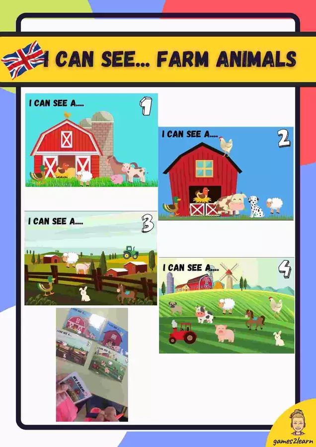 I can see farm animals Materiale di supporto/inclusione - I can see farm animals - games2learn - Pagina di copertina